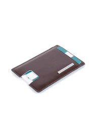 PIQUADRO CAMPIONARIO - BLUE SQUARE  Porte-cartes plat en cuir ACAJOU - Portefeuilles Homme - 2