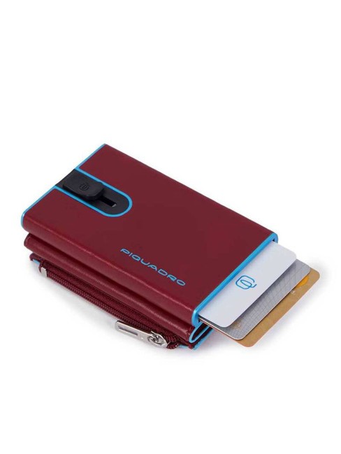 BLUE SQUARE Portefeuille en cuir avec syst&egrave;me coulissant ROUGE - Portefeuilles Homme
