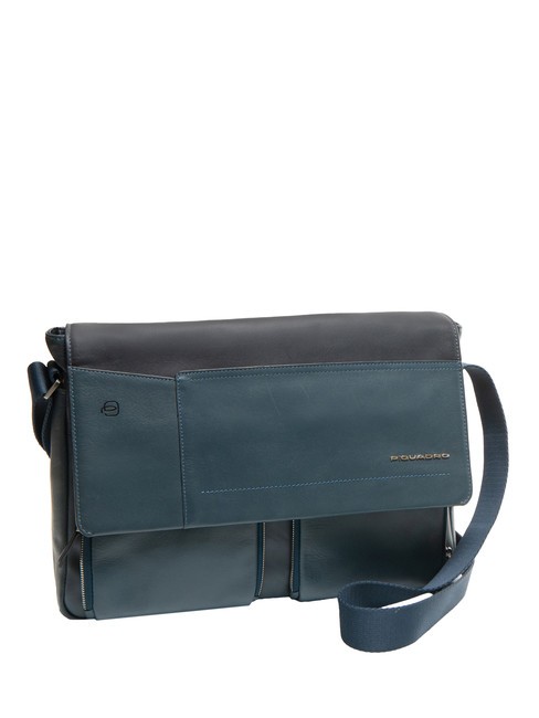 CAMPIONARIO - CARY Messager en cuir, support pour ordinateur portable 13" bleu - Porte Documents Travail