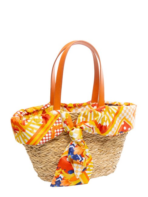 JAVA Sac de plage moyen en paille orange - Sacs pour Femme