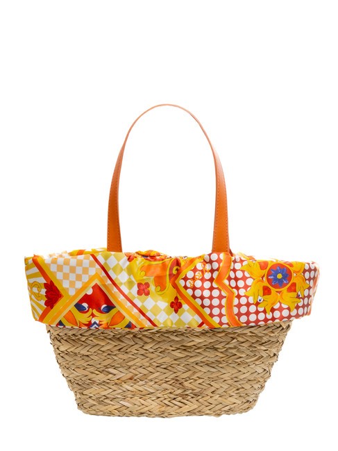 JAVA Sac de plage moyen en paille orange - Sacs pour Femme