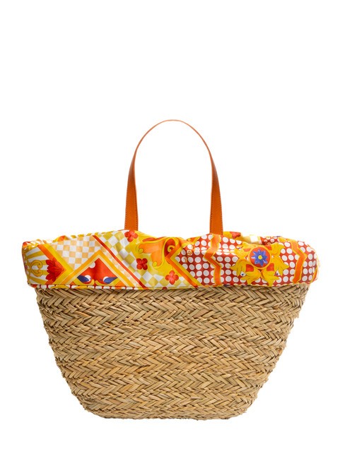 JAVA Grand sac de plage en paille orange - Sacs pour Femme