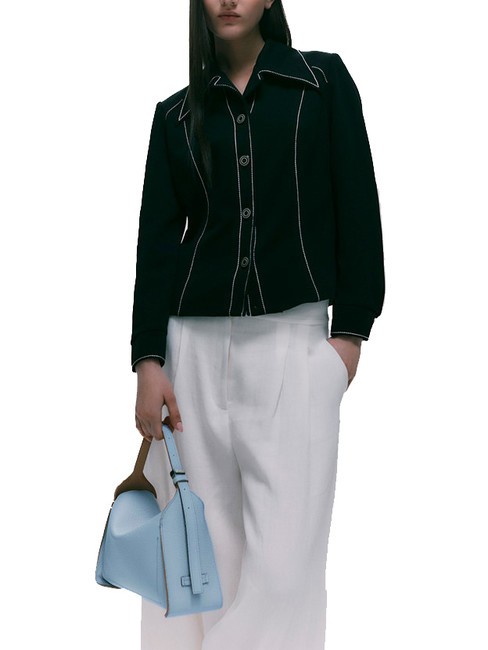 PENELOPE Sac bandoulière en cuir avec bandoulière ciel-caramel - Sacs pour Femme