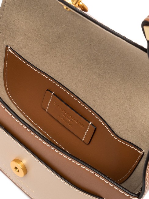 ISA Sac en cuir à rabat, porté épaule caramel-crème - Sacs pour Femme