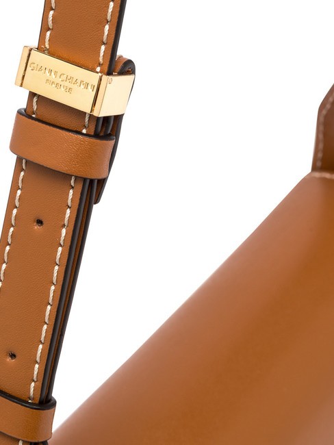 ISA Sac en cuir à rabat, porté épaule caramel-crème - Sacs pour Femme