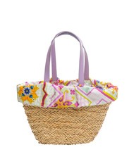 YNOT JAVA Sac de plage moyen en paille violet - Sacs pour Femme - 4