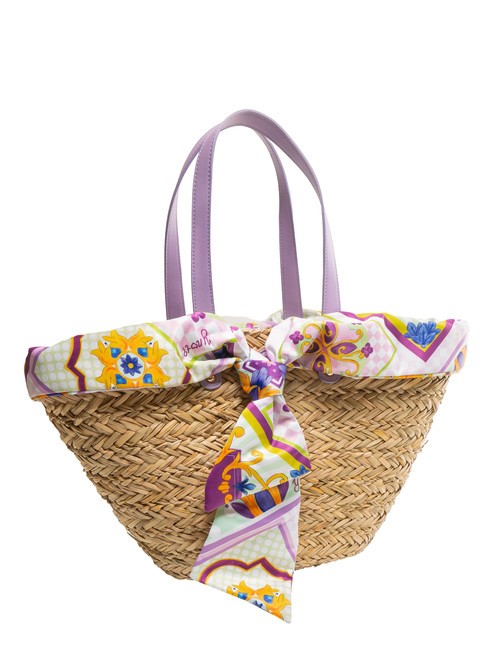 JAVA Grand sac de plage en paille violet - Sacs pour Femme
