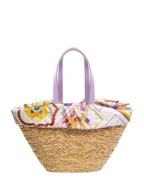 JAVA Grand sac de plage en paille violet - Sacs pour Femme