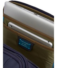 PIQUADRO BRIEF 2 Sac &agrave; dos polochon en cuir et tissu bleu - Sacs &agrave; dos pour ordinateur portable - 5