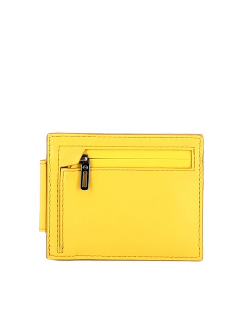 URBAN Porte-cartes de crédit en cuir avec zip jaune - Portefeuilles Homme