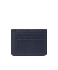 PIQUADRO DAVID Porte-cartes de crédit plat en cuir bleu - Portefeuilles Homme - 2