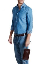 PIQUADRO BLUE SQUARE Pochette en cuir ACAJOU - Sacs pour Femme - 4