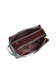 PIQUADRO BLUE SQUARE  Trousse de beauté en cuir ACAJOU - Trousses - 3
