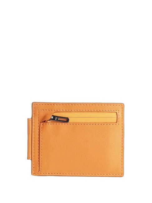 URBAN Porte-cartes de crédit en cuir avec zip ORANGE - Portefeuilles Homme