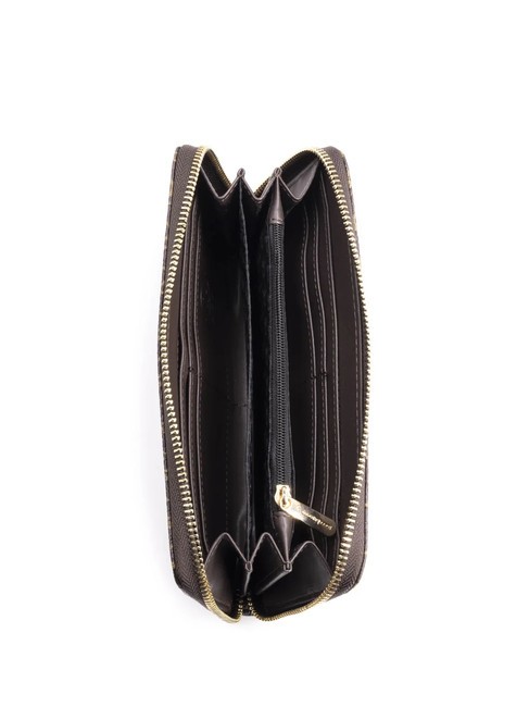 DEVA Grand portefeuille zippé autour chocolat - Portefeuilles Femme
