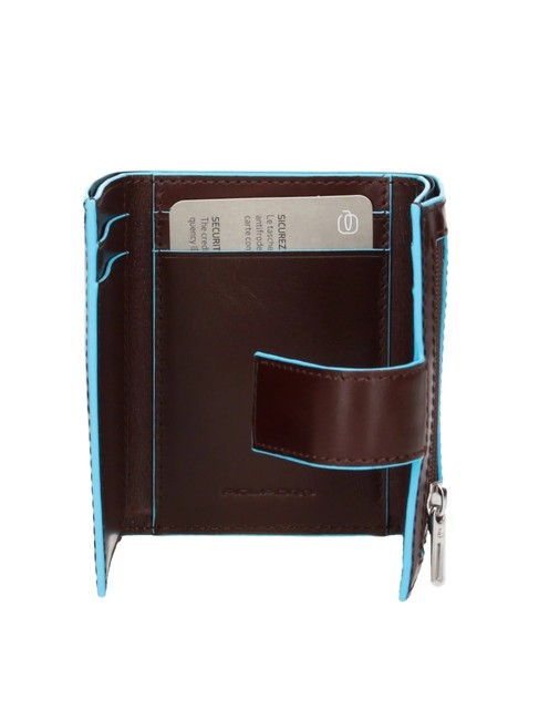 BLUE SQUARE Portefeuille en cuir &agrave; trois volets et pi&egrave;ces de monnaie ACAJOU - Portefeuilles Homme