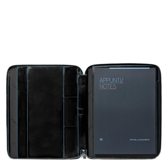 BLUE SQUARE Porte-bloc fin en cuir au format A4 Noir - &Eacute;tui pour tablette & Organiseur