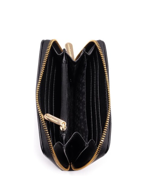 LOGO METALLICO Portefeuille moyen zippé autour noir - Portefeuilles Femme