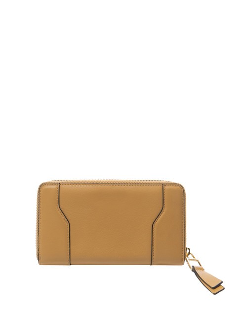 W99 Portefeuille en cuir beige 5 - Portefeuilles Femme