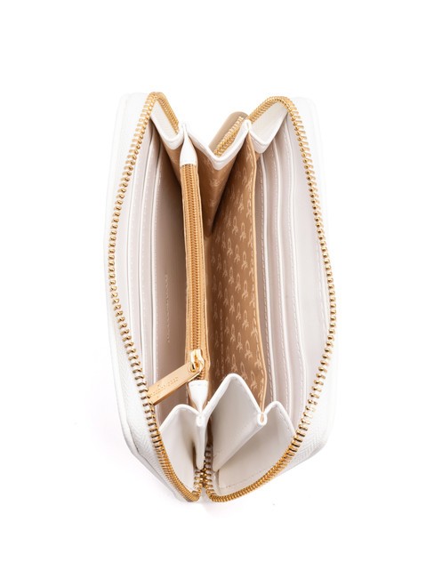 LOGO METALLICO Portefeuille moyen zippé autour blanc - Portefeuilles Femme
