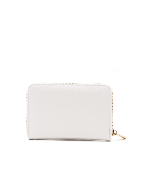 LOGO METALLICO Portefeuille moyen zippé autour blanc - Portefeuilles Femme