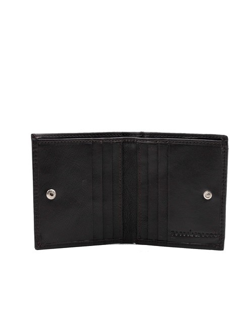 ROUND Portefeuille en cuir avec poche &agrave; monnaie marron fonc&eacute; - Portefeuilles Homme