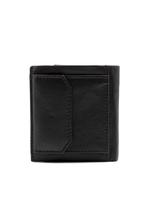 ROUND Portefeuille en cuir avec poche &agrave; monnaie marron fonc&eacute; - Portefeuilles Homme