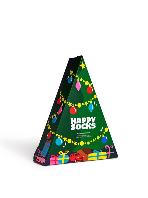 HOLIDAY TREE Coffret cadeau de 3 paires de chaussettes vert - Chaussettes unisexes