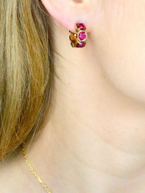 CRAZY EARRINGS Boucles d'oreilles g&eacute;om&eacute;triques or jaune/fuchsia - Boucles d'oreilles
