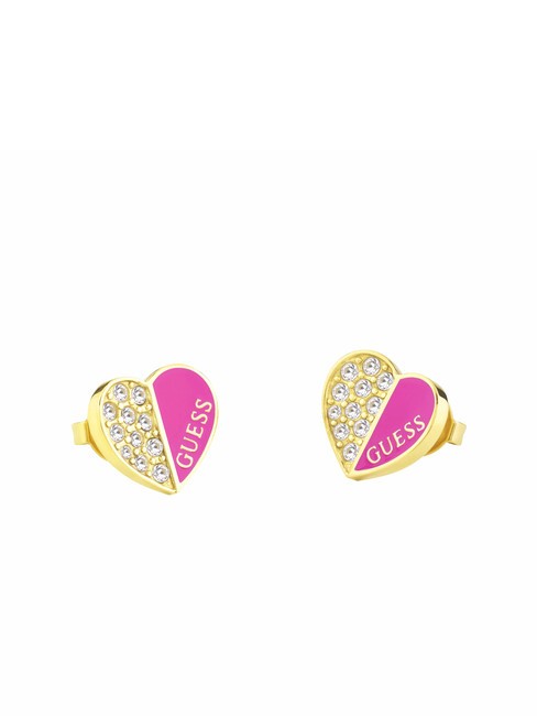 LOVELY GUESS Boucles d'oreilles coeur avec cristaux or jaune/fuchsia - Boucles d'oreilles