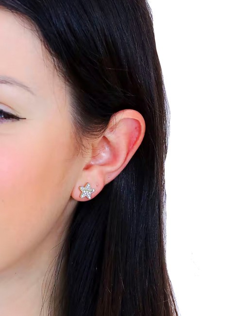 STUDS PARTY Boucles d'oreilles &eacute;toiles avec cristaux or jaune - Boucles d'oreilles