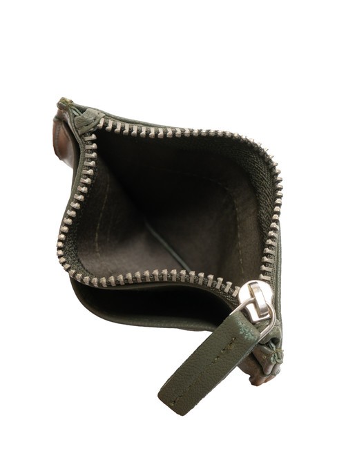 COIN Pochette &agrave; monnaie en cuir vert - Portefeuilles Femme