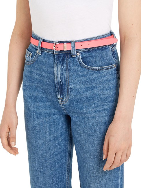TOMMY JEANS Heritage Oval Ceinture en cuir rose bon goût - Ceintures