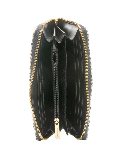 ADELE Grand portefeuille zippé autour laine noire - Portefeuilles Femme