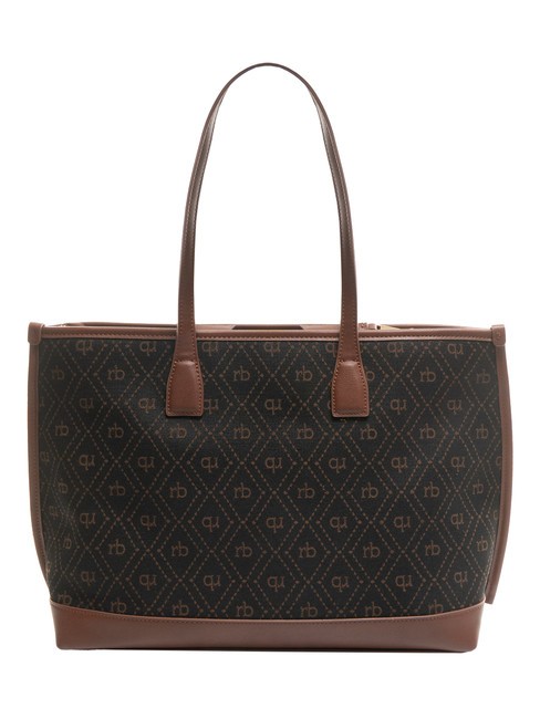 FRIDA Sac shopping en tissu jacquard chocolat - Sacs pour Femme