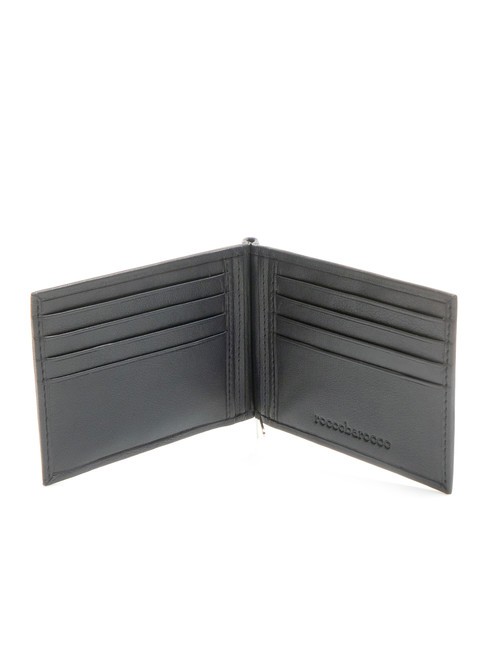 ROUND Portefeuille en cuir avec fermoir bleu - Portefeuilles Homme