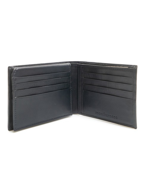 ROUND Portefeuille en cuir &agrave; rabat bleu - Portefeuilles Homme