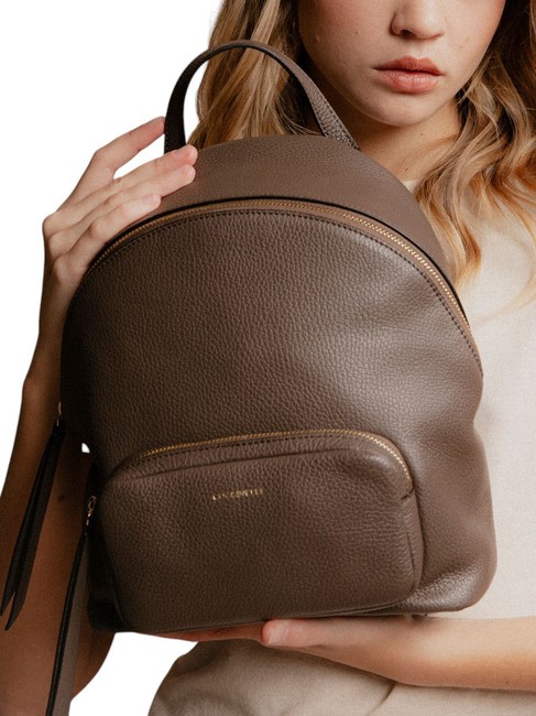 JEN Sac à dos rond en cuir avec poche ébène - Sacs pour Femme