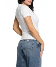 GUESS SS CN SHINY TRIANGLE  T-shirt en coton blanc pur - T-shirt - 2