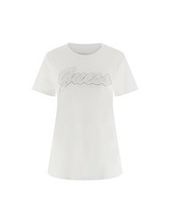 GUESS SS SCRIPT LACE LOGO EASY  T-shirt en coton blanc pur - T-shirt - 4