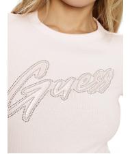 GUESS SS CN RIB LOGO T-shirt à manches courtes rose discret - T-shirt - 3