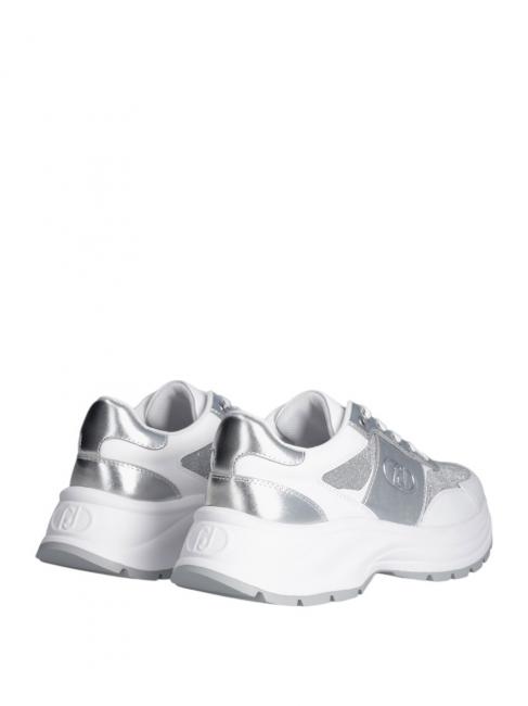 EVA 02 Baskets en cuir et lurex blanc/argent - Chaussures Femme