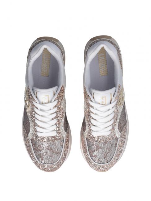 MAXI WONDER 73 Baskets à plateforme entièrement pailletées paillettes d'or - Chaussures Femme