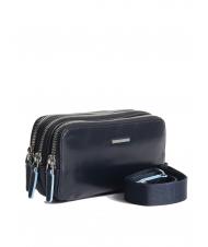 PIQUADRO BLUE SQUARE Mini sac en cuir avec 3 zips bleu - Étui pour tablette & Organiseur - 2
