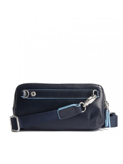 BLUE SQUARE Mini sac en cuir avec 3 zips bleu - Étui pour tablette & Organiseur