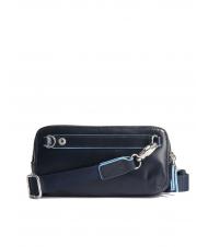 PIQUADRO BLUE SQUARE Mini sac en cuir avec 3 zips bleu - Étui pour tablette & Organiseur - 4