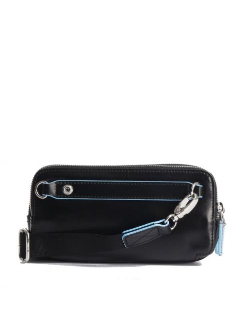 BLUE SQUARE Mini sac en cuir avec 3 zips Noir - Étui pour tablette & Organiseur