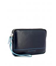 PIQUADRO BLUE SQUARE Pochette en cuir avec manchette bleu - Sacs en Bandoulières pour Homme - 2
