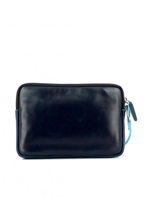 BLUE SQUARE Pochette en cuir avec manchette bleu - Sacs en Bandoulières pour Homme