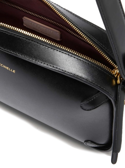 MALETA CALF Sac bandouli&egrave;re en cuir lisse Noir - Sacs pour Femme